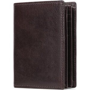 🆕Men's Coffee Leather RFID Bifold Wallet Large Capacity Credit Card Holder